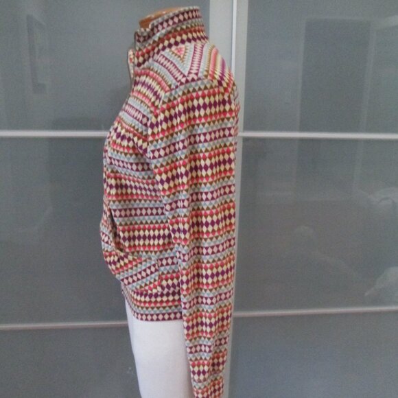 Farm Rio Velvet Long Sleeve Geometric Print Zip Through Jacket - Picture 2 of 8